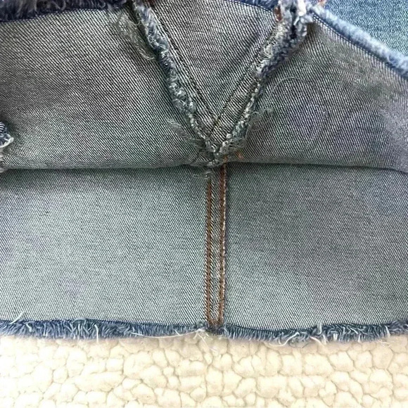 Black Label High Waisted Distressed Faded Mini Stretch Jean Skirt Size L - Picture 6 of 15